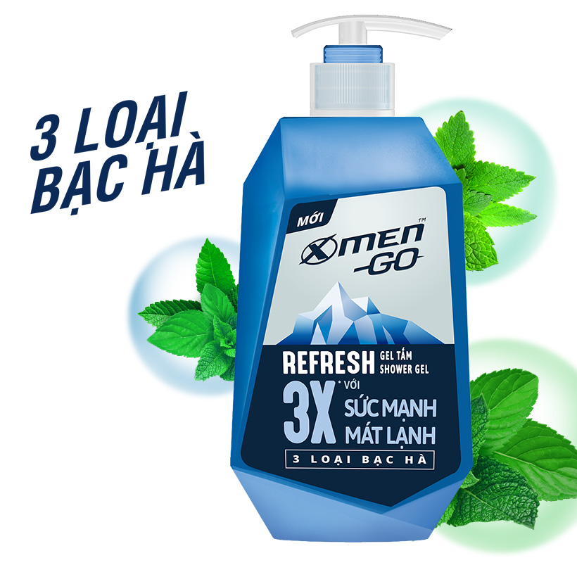 Sữa tắm X-Men Go REFRESH 3 Loại Bạc Hà 630G