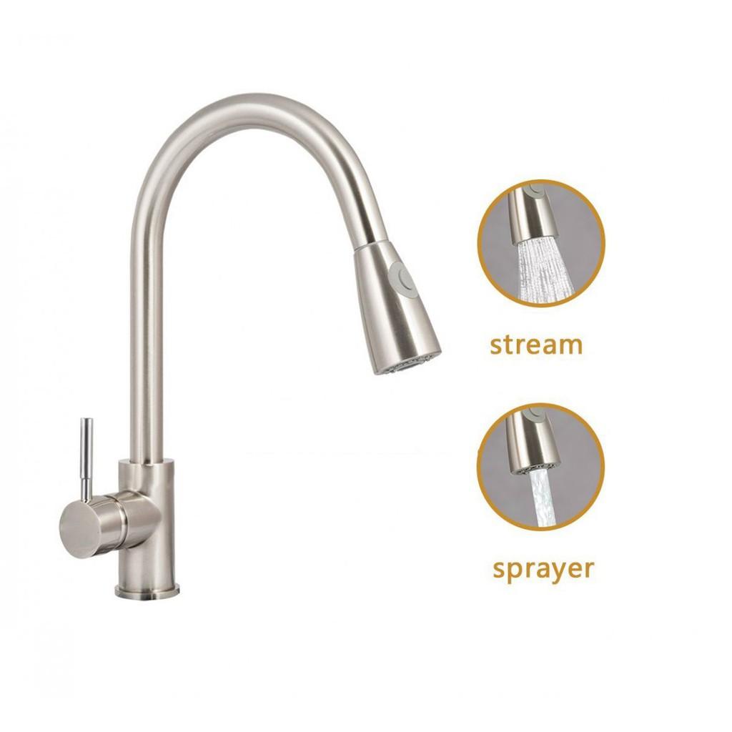 VÒI RỬA CHÉN NÓNG LẠNH DÂY RÚT INOX 304 CAO CẤP TẶNG GIÂY CẤP NƯỚC