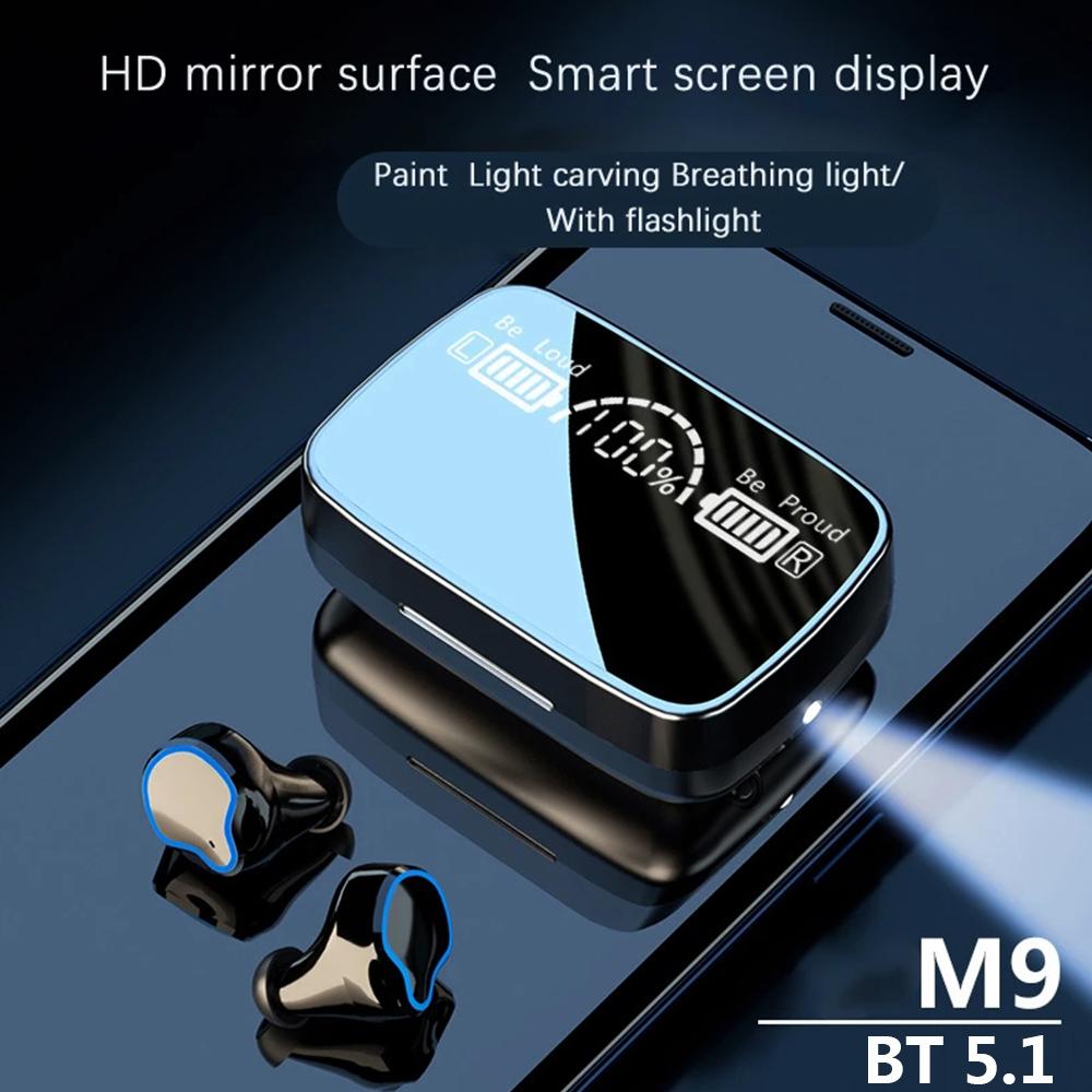 M9 TWS BT5.1 Wireless Earphones Sports Headset LED Display 9D Noise Reduction Touch Control Voice Control IPX7