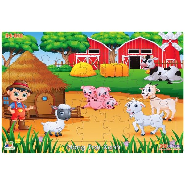 Bộ Xếp Hình Khổ A4 Puzzle Minh Châu 35-010 - Nông Trại Xanh