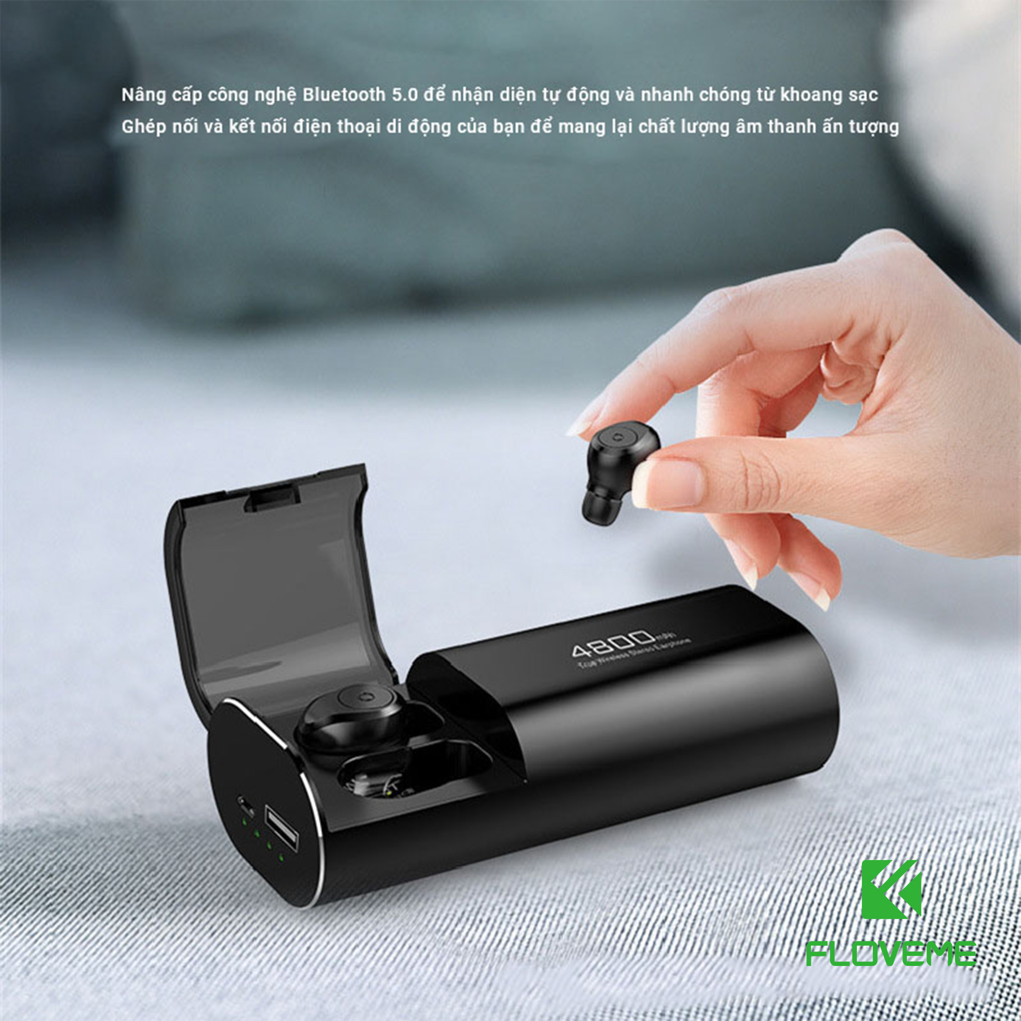 Tai nghe bluetooth FLOVEME S11 – Âm thanh HIFI chất lượng sống động – Kiêm sạc dự phòng với pin khủng 4800mAh sử dụng liên tục tới 7h - Kiểu dáng sang trọng - Hàng Chính Hãng