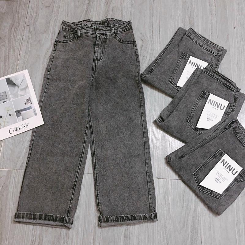 Quần jeans nữ - quần bò ống rộng lưng cao, vải bò mềm đẹp , dáng suông dài