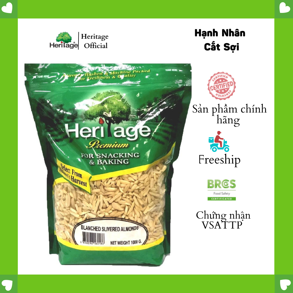 1000gram Hạnh nhân không vỏ lụa thái sợi Heritage