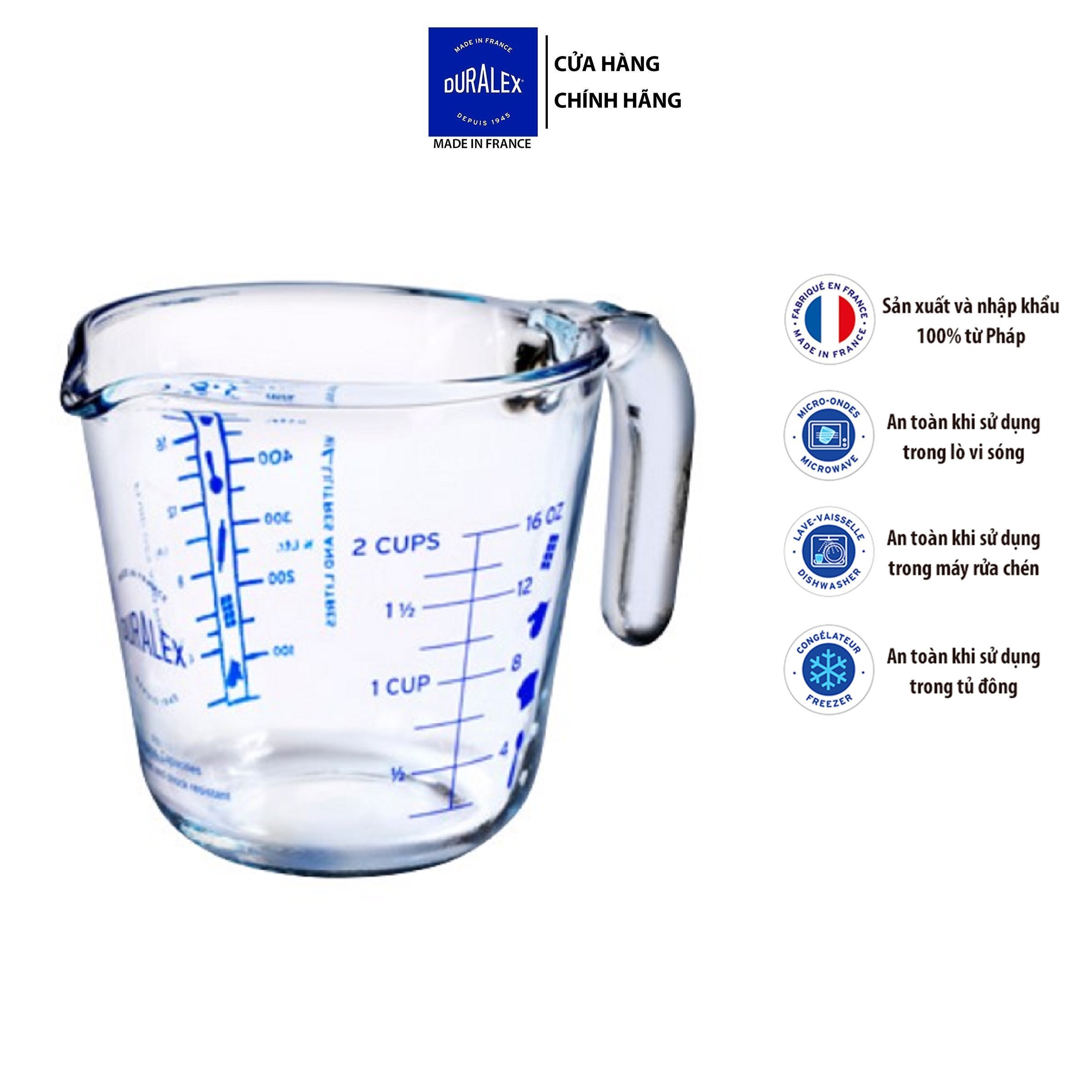 Ca đo lường D5016A - Blue Duralex 500ml Thủy tinh cường lực cao cấp Pháp