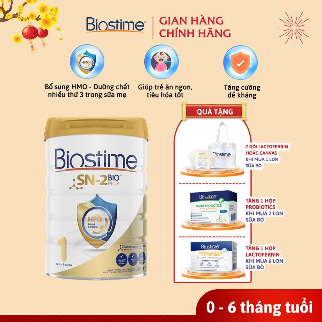 Sữa Bò Biostime SN2 Bio Plus HPO số 1, cải thiện tiêu hóa tăng cường hấp thu cho bé 800g
