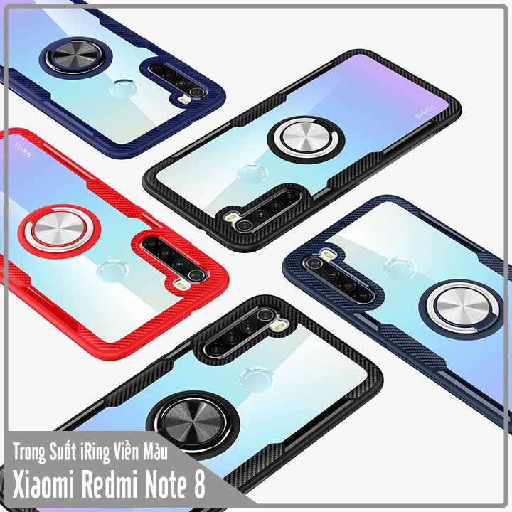 Ốp lưng cho Xiaomi Redmi Note 8 Trong Suốt Chống Sốc iRing Viền Màu