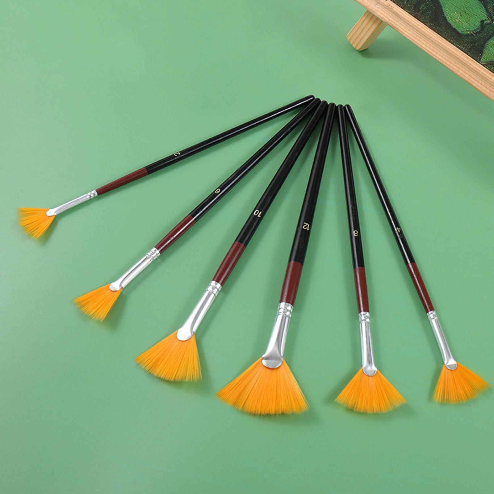 6Pcs Watercolor Paint Brush Pen Set Artists Paint Brush Set for Oil Water