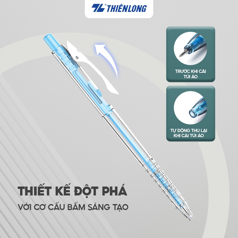 Hộp 20 Bút bi Thiên Long 027 Pro TL-105 ngòi 0.5mm - Thân bút màu pastel thời trang