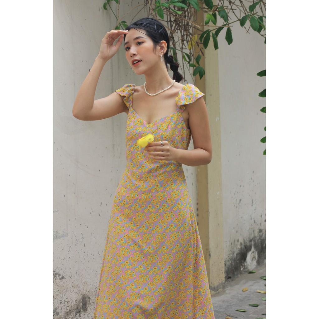 OLALASTUDIO Đầm lụa 2 dây hoa dài Cora Dress