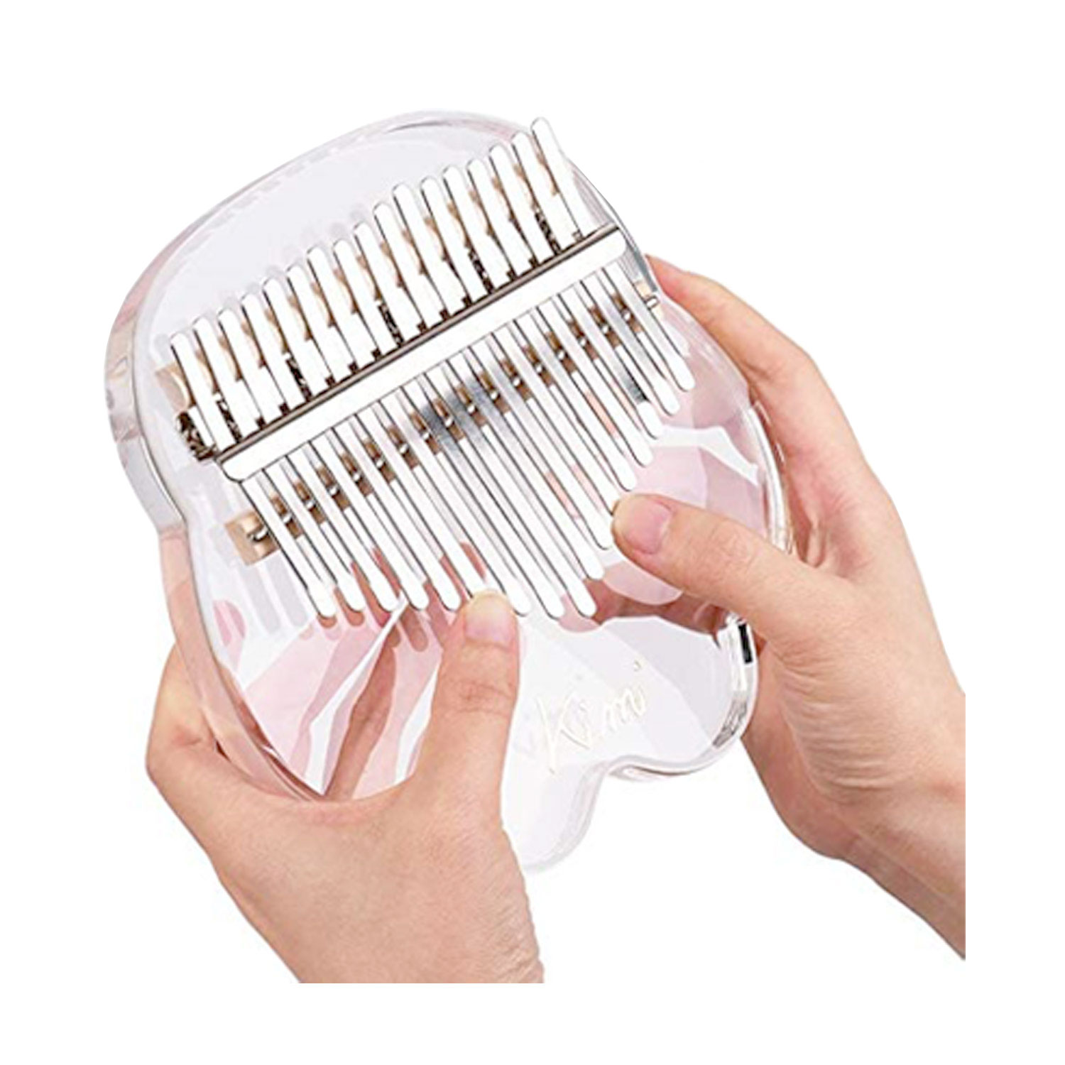 Đàn Kalimba Kimi M1 Hình Mèo - 17 Phím Acrylic Trong Suốt M-1 (Hộp cứng chống sốc, Búa chỉnh âm, Sticker dán note, Khăn lau, Sách học) - Kèm Móng Gẩy DreamMaker