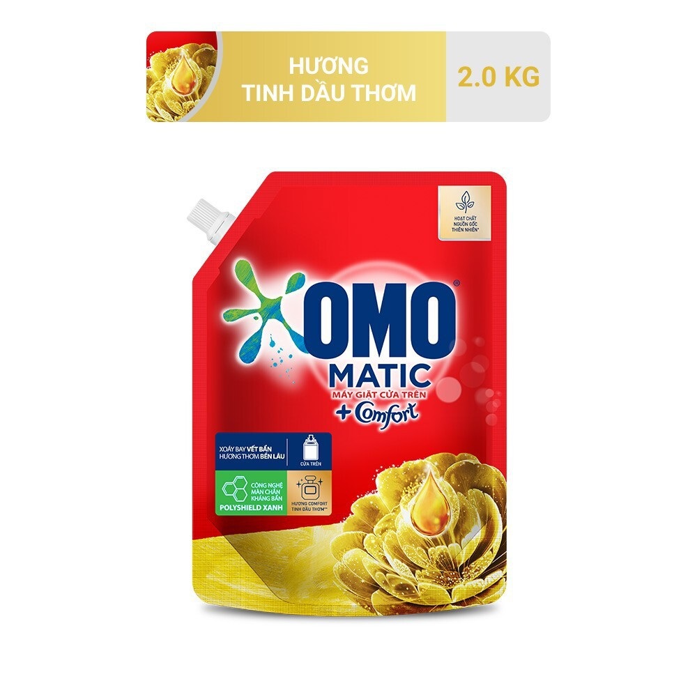 Túi Nước giặt Omo Matic cửa trên hương Comfort Hoa Vàng 2kg