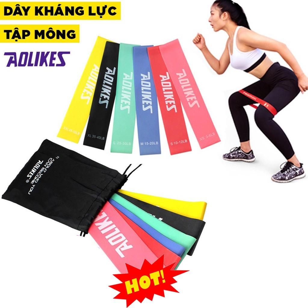 Bộ 6 Dây Đàn Hồi Kháng Lực Tập Mông Miniband Aolikes, tập gym cao câp 3601 AL3601 - Chính Hãng