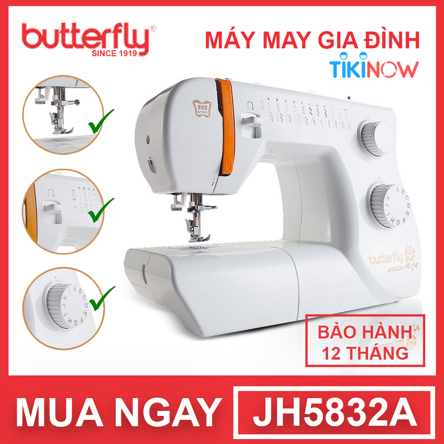 Máy May Gia Đình Cơ Bản Butterfly JH5832A - Hàng Chính Hãng