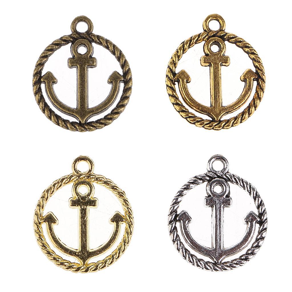 20 Pieces Alloy Hollow Anchor Pendants Charms Findings Jewelry Making Accessories