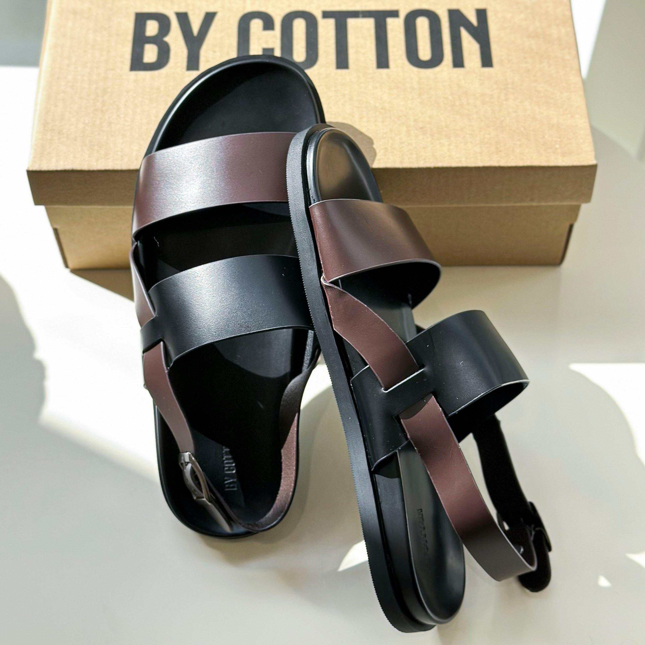 SANDAL Nam Da Đen Nâu 010223 BY COTTON