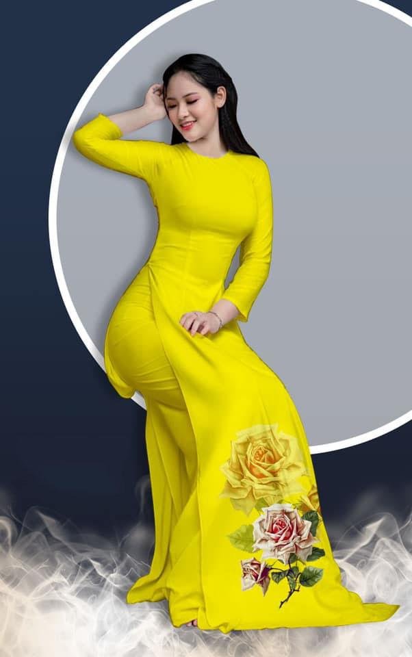 ÁO DÀI TRUYỀN THỐNG IN HỒNG NỮ HOÀNG CAO CẤP - KHÔNG KÈM QUẦN