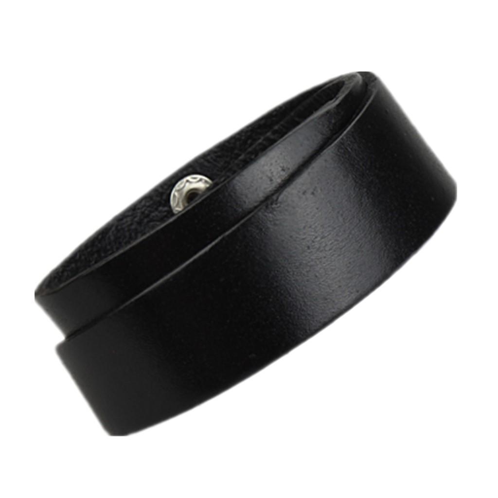 Novelty Creative PU Leather Double Circle Double Buckles Bracelet Black