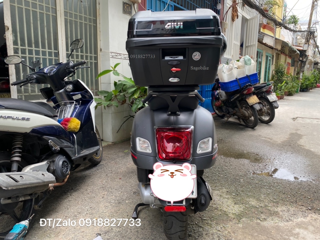 Thùng xe Vespa GTS, thùng Givi B32NB và baga givi SR GTS