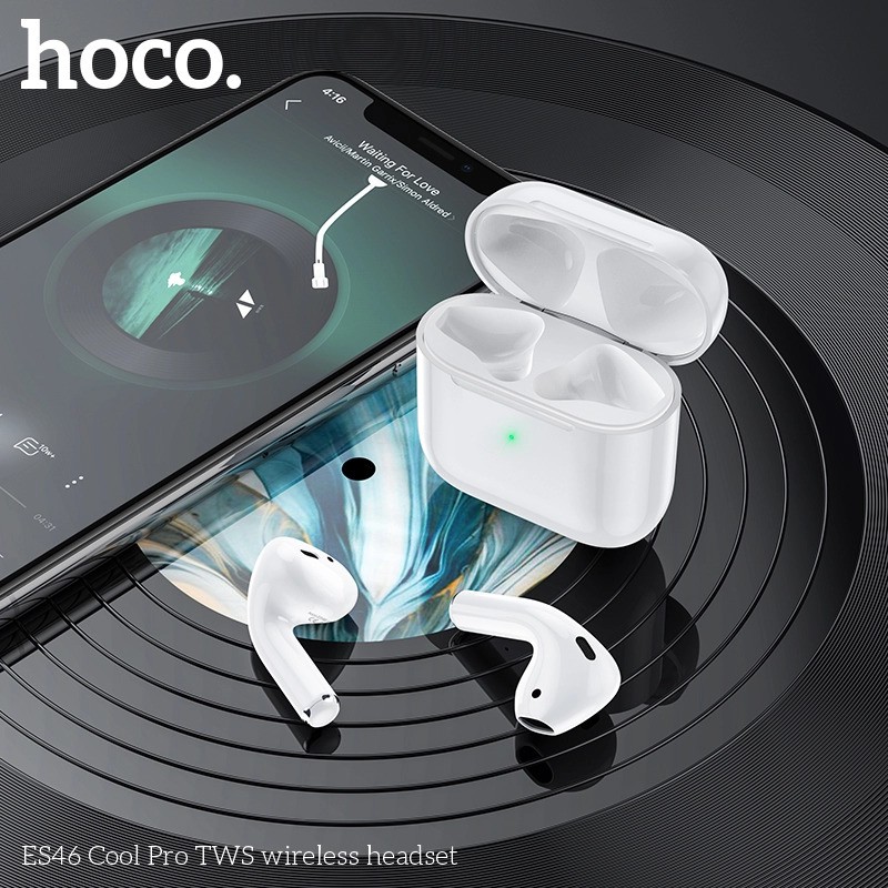 Tai Nghe Bluetooth True Wireless Mini Hoco ES46 Cool Pro V5.0 - Cảm Ứng - Định Vị - Đổi Tên Tai Nghe (Màu Trắng) - Hàng Chính Hãng