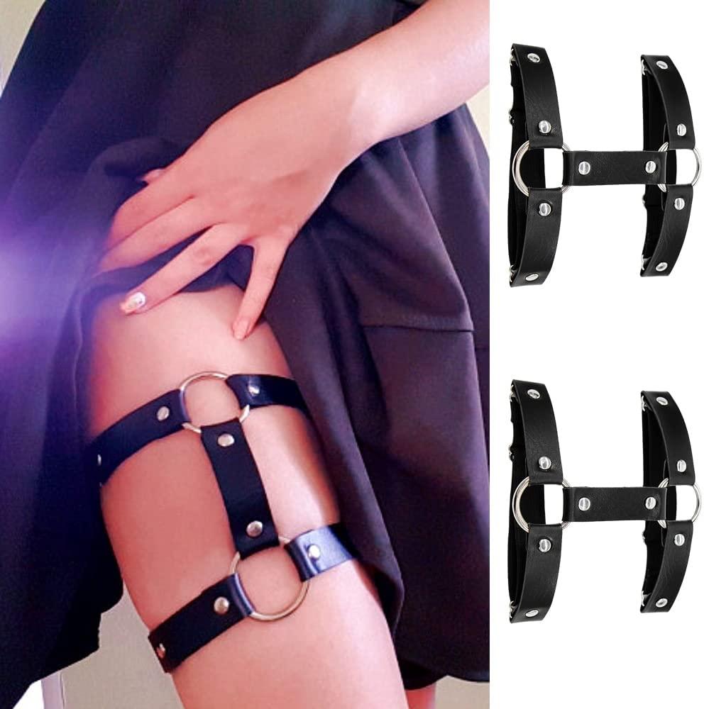 2 Chiếc Thun Da Chân Dây Đôi Hàng Sọc Punk Dây Dây Rút Tạo Vòng Cho Nữ Cô Gái Đen