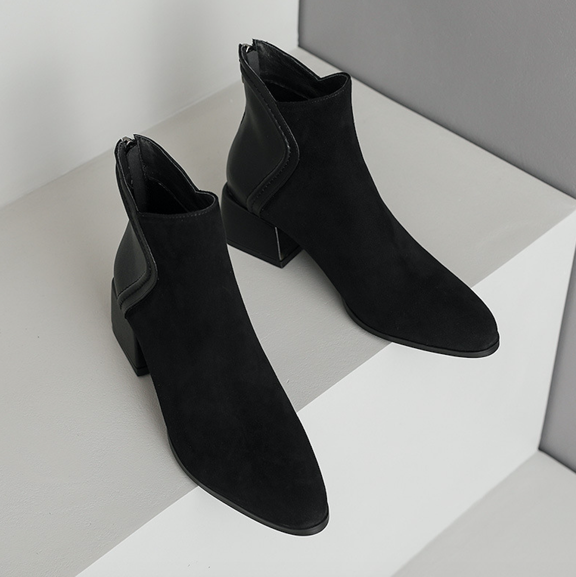 [ Size 35- 40] Giày boot nữ cổ ngắn đế thấp màu đen ĐƠN GIẢN GBN11101