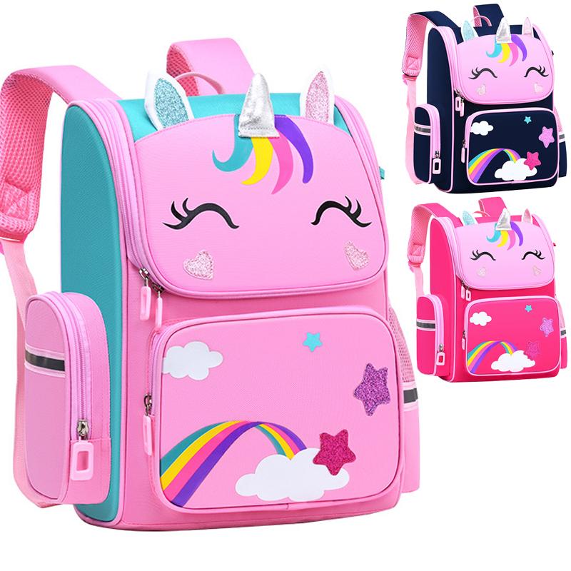 Cô Gái Học Túi Con Kỳ Lân In Hình Ba Lô Học Bộ Cho Bé Gái Màu Xanh Dễ Thương Trẻ Em Màu Hồng Của Schoolbag Chống Nước Trẻ Em túi