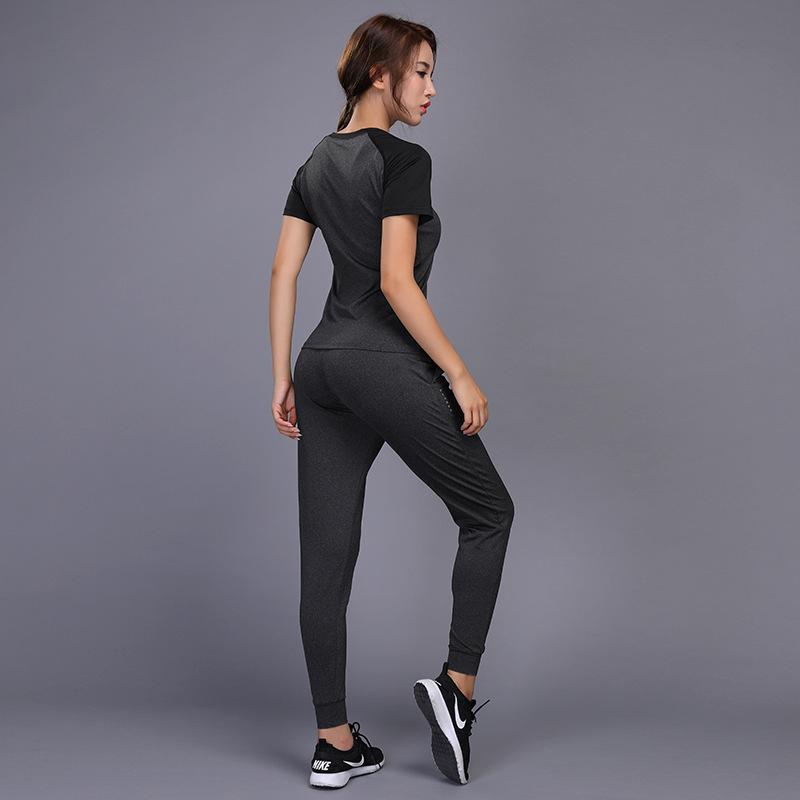 Mới Áo Thể Thao Yoga Bộ Chạy Bộ Quần Áo Tập Gym Tập Luyện Thể Dục Tập Thể Thao Yoga Áo Thun + Quần Chạy Bộ Quần Áo Phù Hợp Với