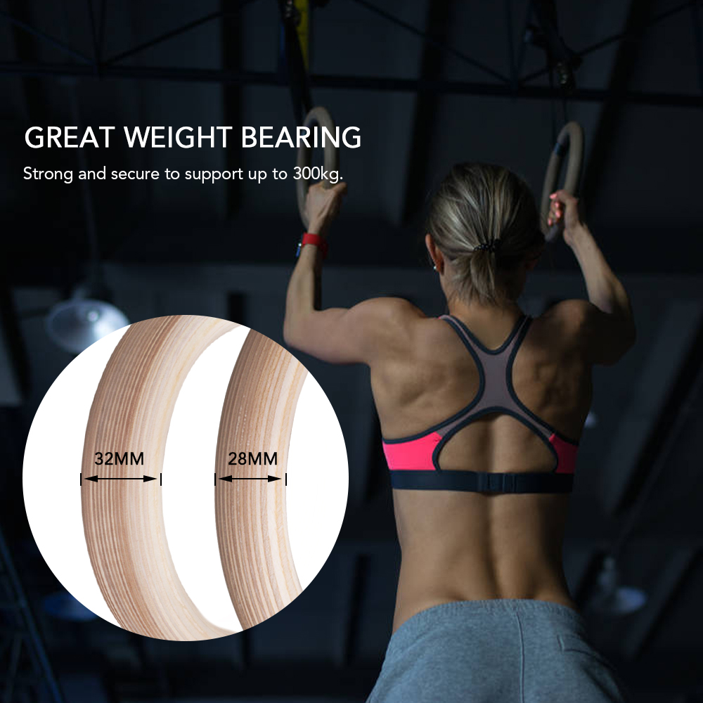 Vòng tập thể dục bằng gỗ tại nhà 28mm/32mm với dây đeo dài có thể điều chỉnh 4,5m