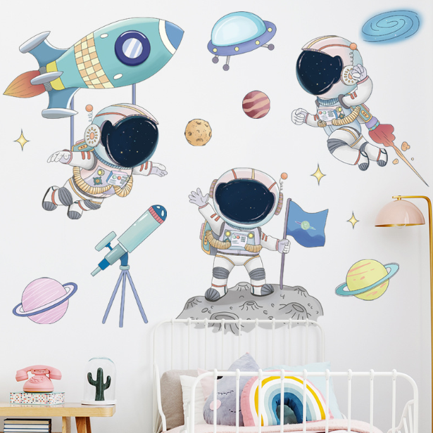 Decal trang trí tường - Những người bạn phi hành gia vui đùa