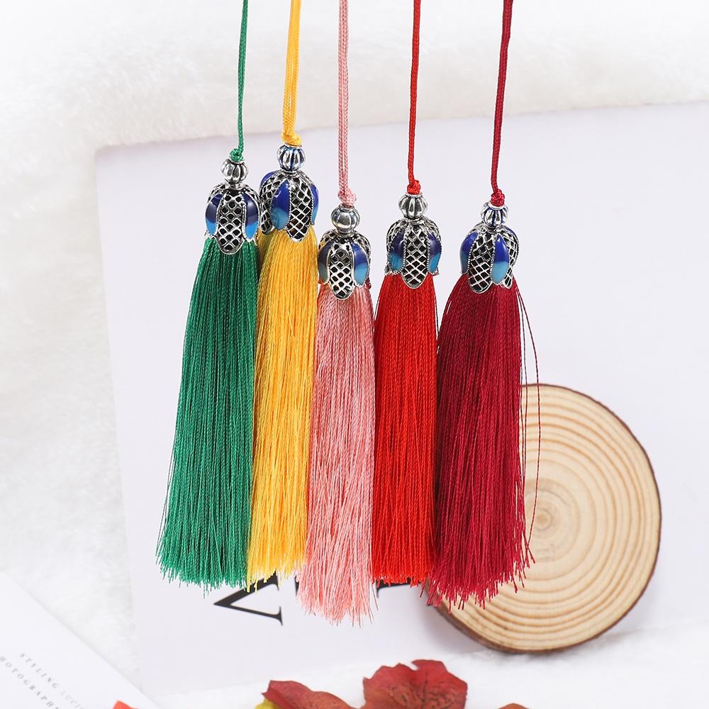 colored tassels with flower hats Used for DIY handmade earring pendant (6 pieces/pack)