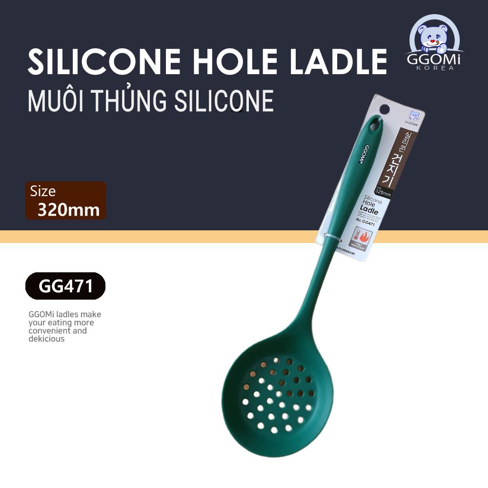 [HÀNG CHÍNH HÃNG]Muôi/Muỗng/Vá thủng múc đồ ăn silicone an toàn sức khỏe, màu sắc sặc sỡ dài 33cm GGOMi Hàn Quốc GG471