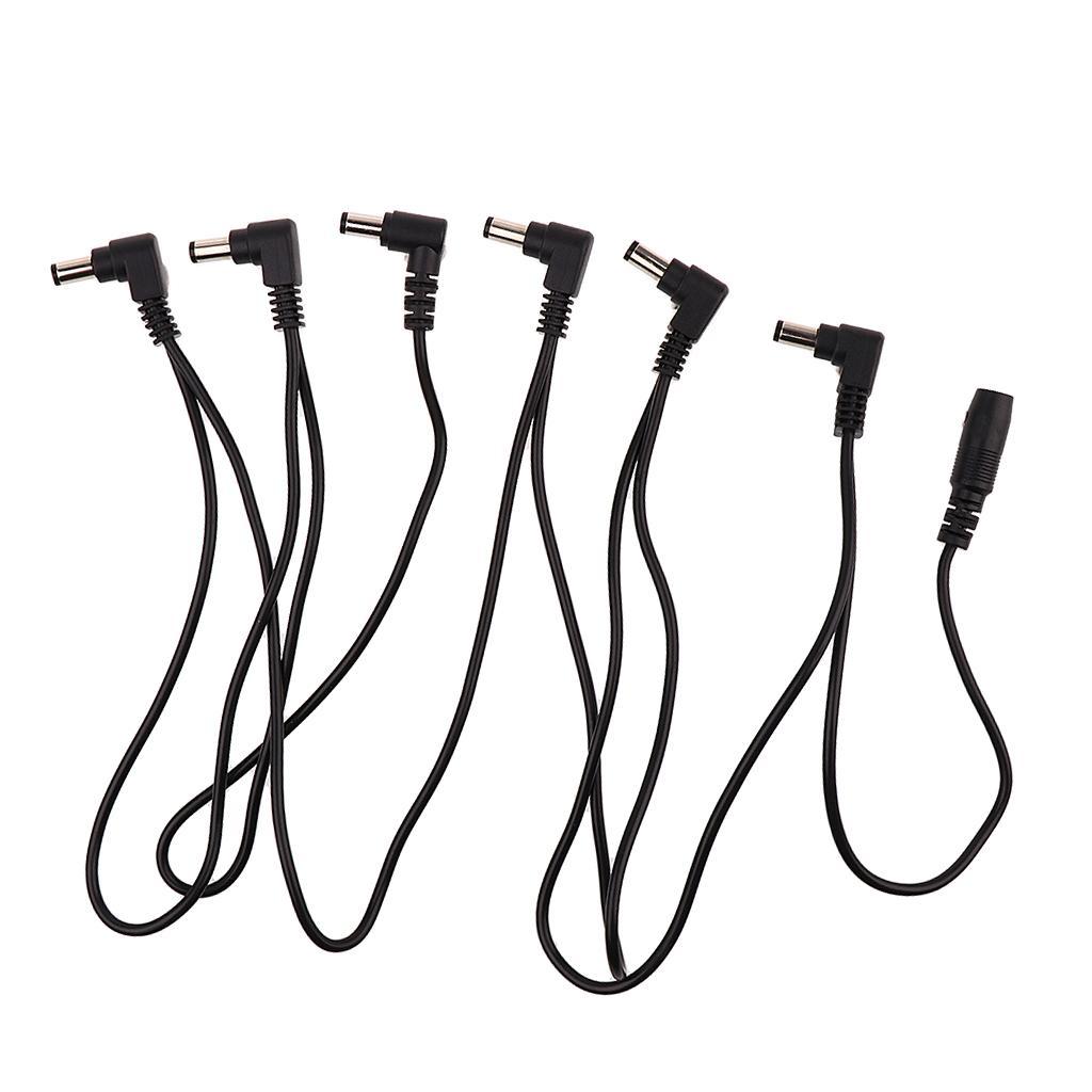 2xGuitar 6-Way Splitter Power Supply Cable for Effects Pedals Accessories, Black Color