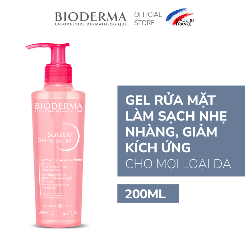 Gel rửa mặt tạo bọt cho da nhạy cảm Bioderma Sensibio Gel Moussant - 200ml