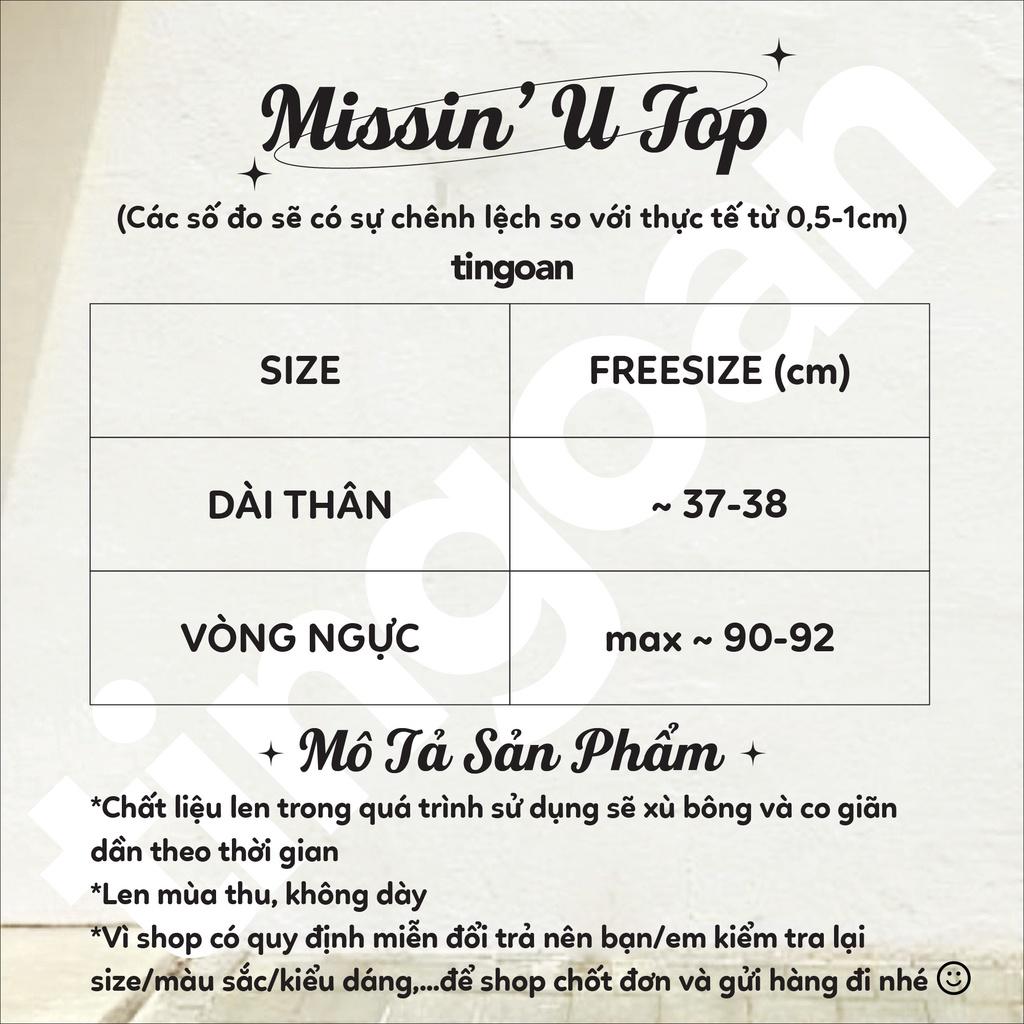 Áo len crop ngắn tay chéo dây đen tingoan MISSIN' U TOP/BL
