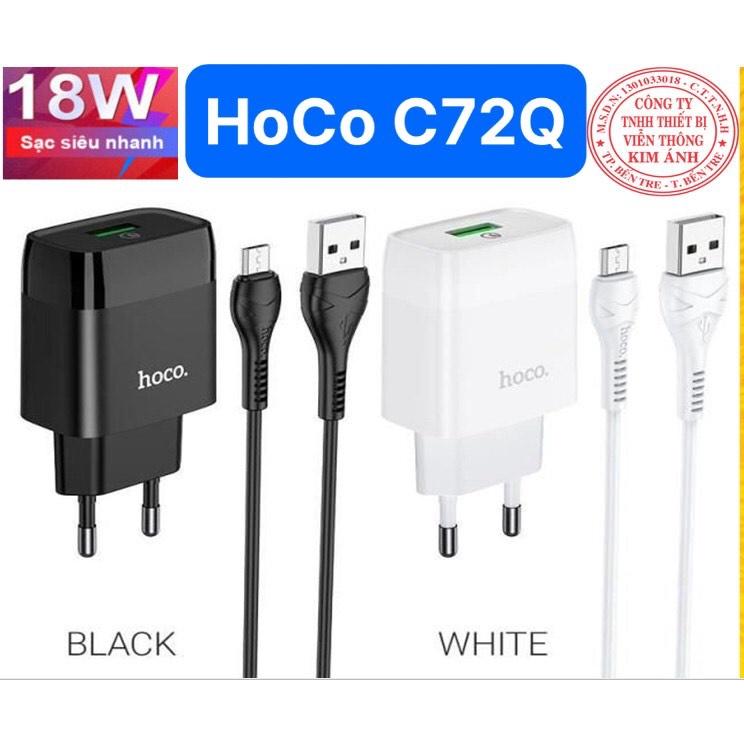 Bộ sạc nhanh Hoco C72Q 18W, QC3.0 Chuôi cắm Micro, Hàng chính hãng