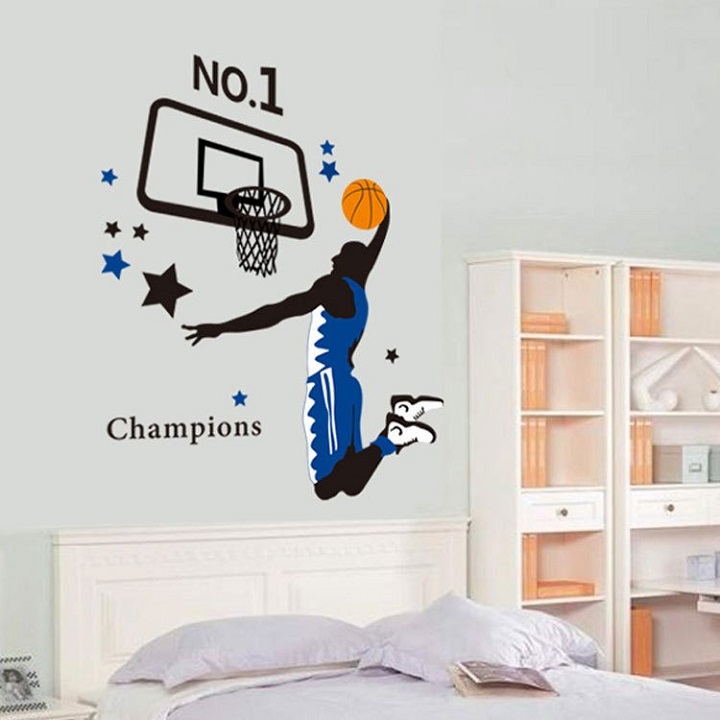 Decal dán tường bóng rổ Champions