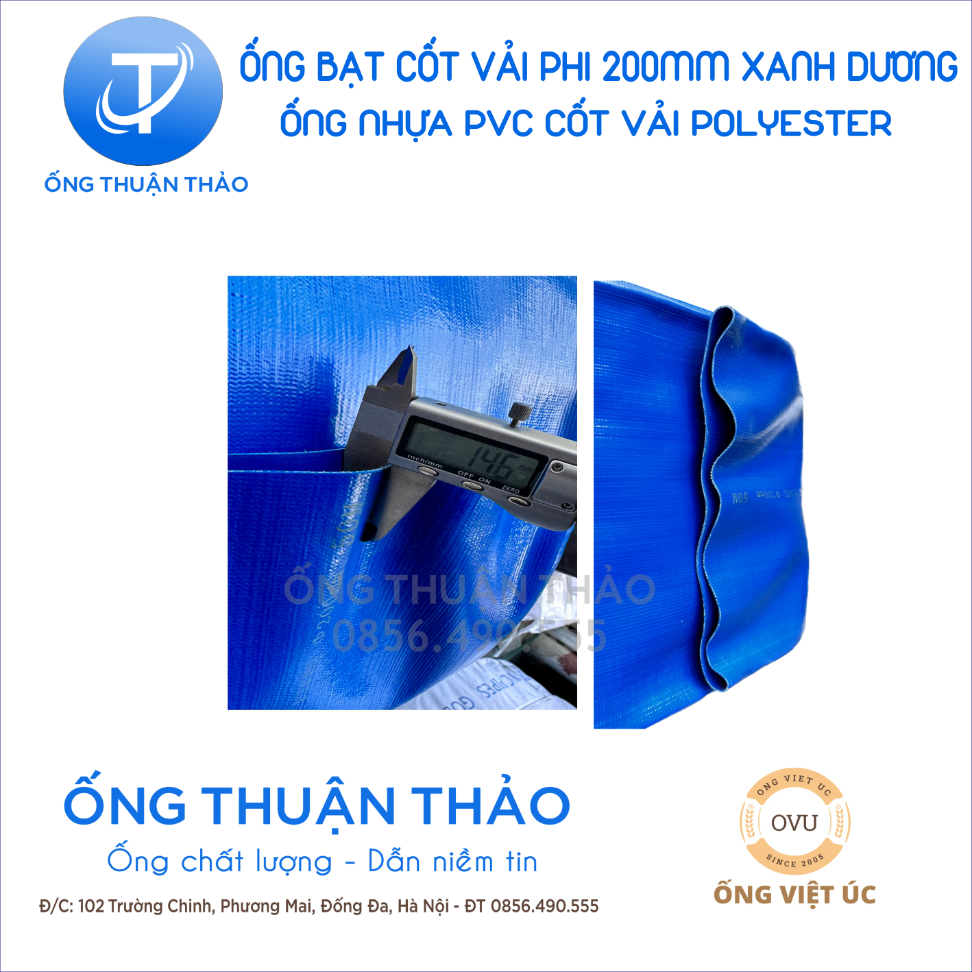ỐNG BẠT CỐT DÙ PHI 200MM XANH DƯƠNG CUỘN 20 MÉT- ỐNG BẠT NƯỚC ỐNG THUẬN THẢO