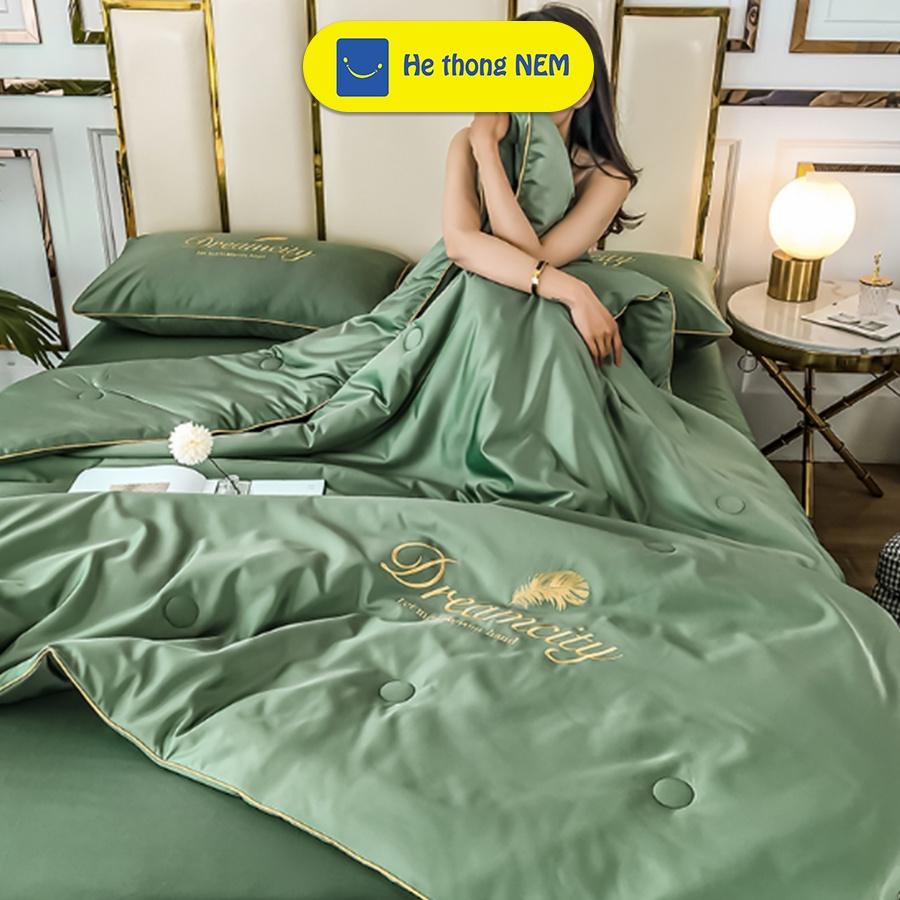 Bộ Ra Giường	5 Món Phi Lụa Cotton SERENA Cao Cấp Dream City Set Chăn Ga Drap Gối Nệm Trần Bông Chuẩn Khách Sạn 5 Sao