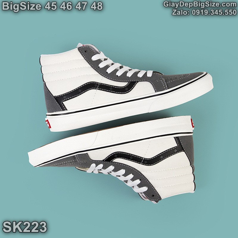 Giày trượt ván, giày thể thao cổ cao cỡ lớn 45 46 47 48 cho nam chân to. Big size custom sneakers for wide feet - SK223