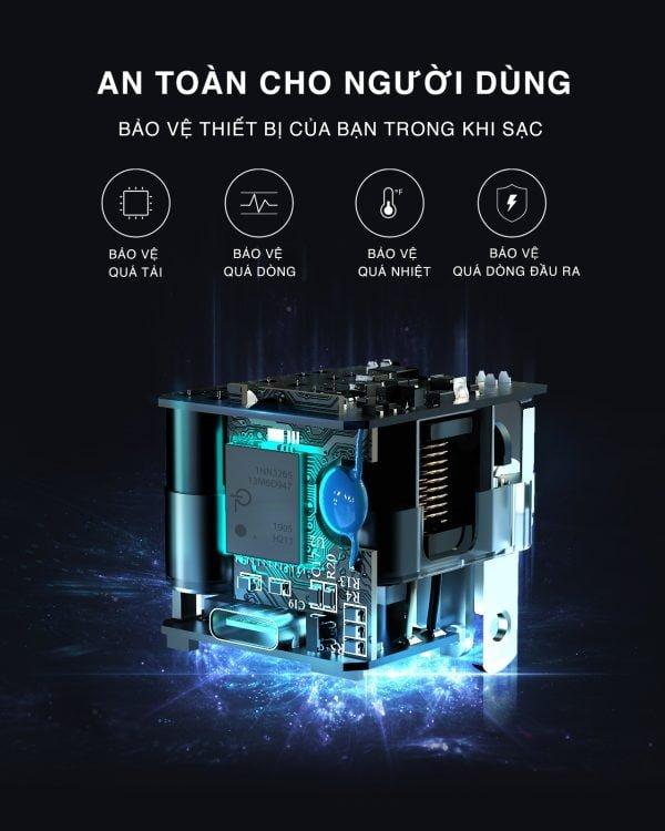 Củ Sạc Nhanh Aukey PA-Y30S (GaN 30W) 1 Cổng USB-C Siêu Nhỏ Gọn - Hàng Chính Hãng