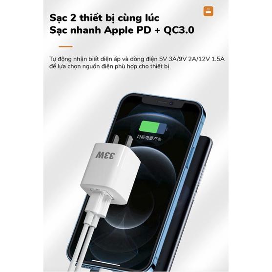 Cốc hỗ trợ sạc nhanh Gan 33W RY-U33 sạc 1 lúc 2 thiết bị