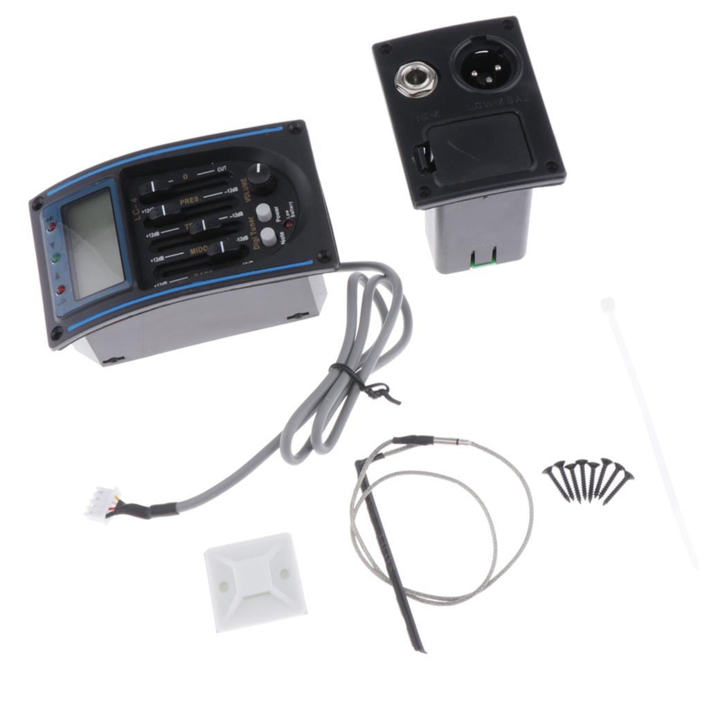 4 Ban Nhạc EQ Preamp Piezo Khuếch Đại Cân Bằng Dân Gian Guitar Pickup có MÀN HÌNH LCD Bắt Sóng