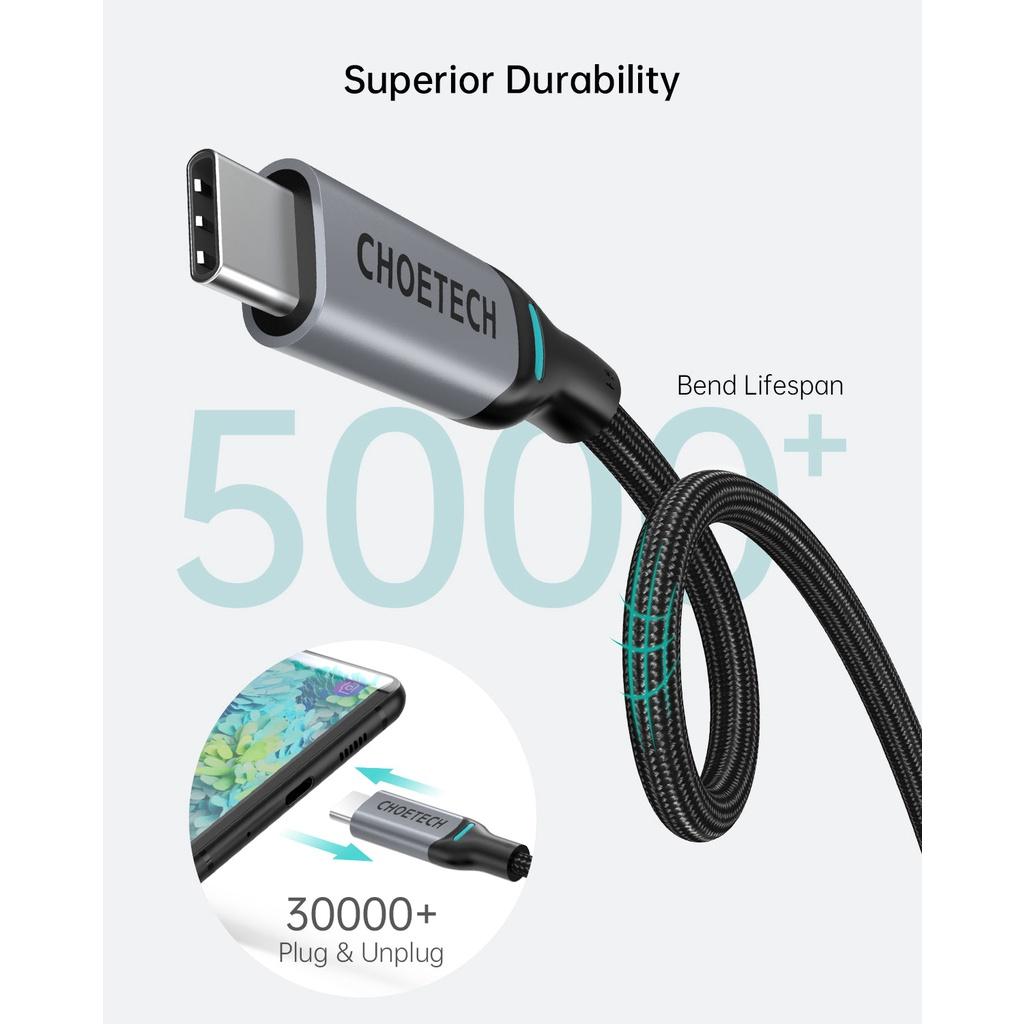 Dây Cáp Sạc Nhanh USB Type C to Type C 100W Dài 1.8M Chuyên Sạc cho Macbook, cho Laptop, cho Smartphone CHOETECH XCC-1002-BK - Hàng Chính Hãng