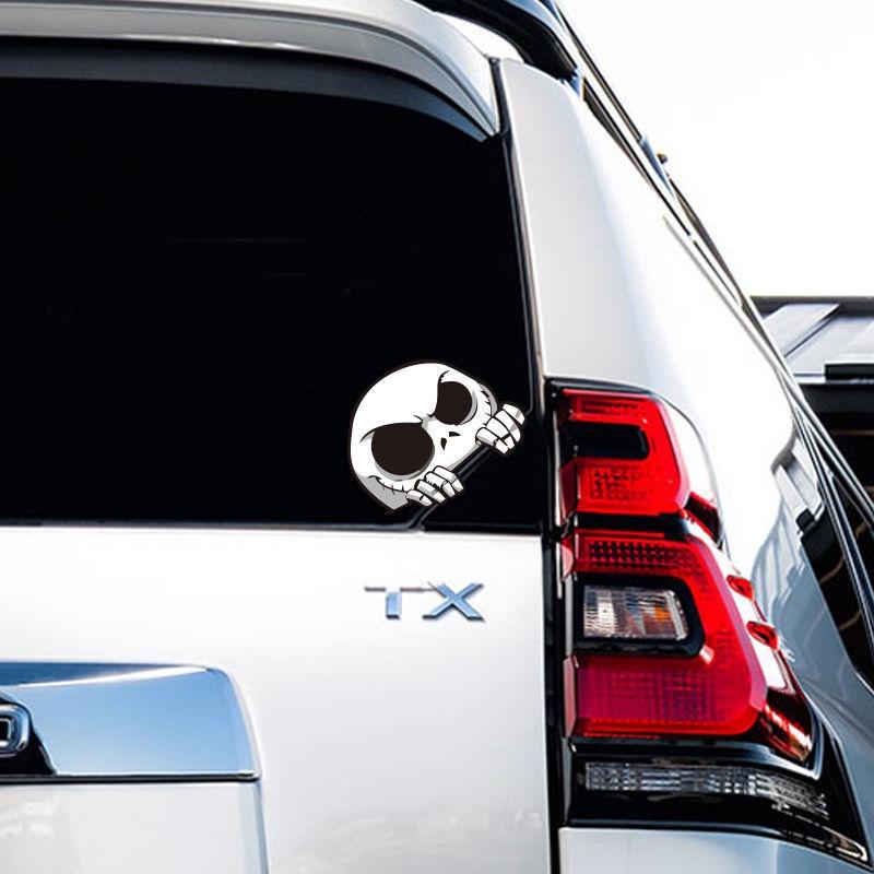 Phiên bản Q hộp sọ Nhãn dán ô tô Hình dán trang trí dễ thương Decal xe máy