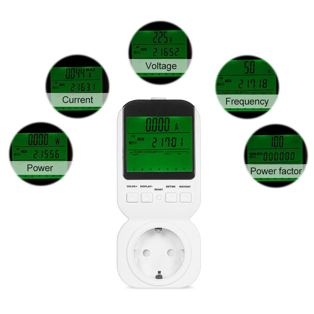 High Accuracy Power Energy Meter Socket LCD Display KWH Watt Tester EU Plug