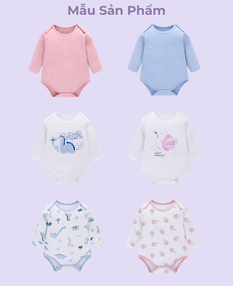 Jumpsuit / Bodysuit Ngắn Tay Dài Miraclebaby Chất Liệu 100% Cotton Cho Bé Trai, Bé Gái từ 0-12 tháng