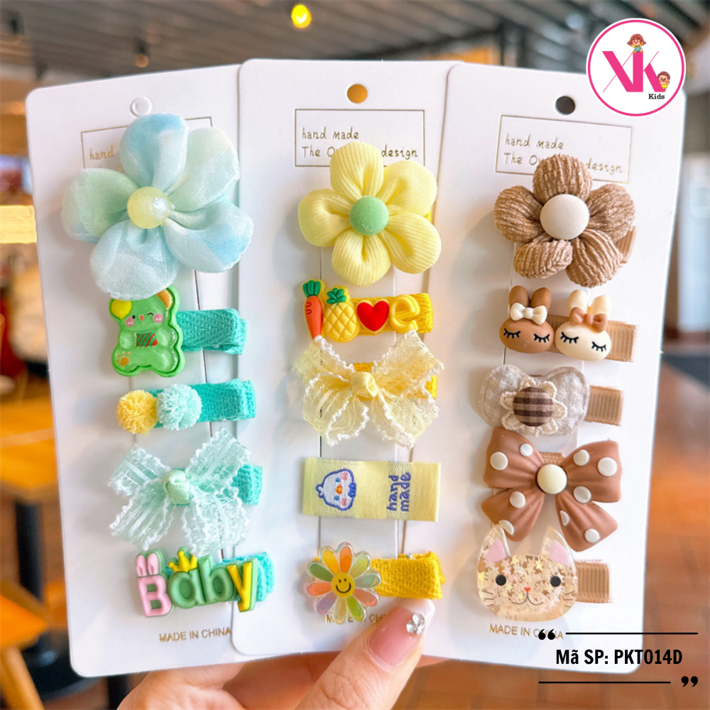 Set 5 kẹp tóc bé gái ngộ nghĩnh nhiều màu MIXI KIDS PKT014D