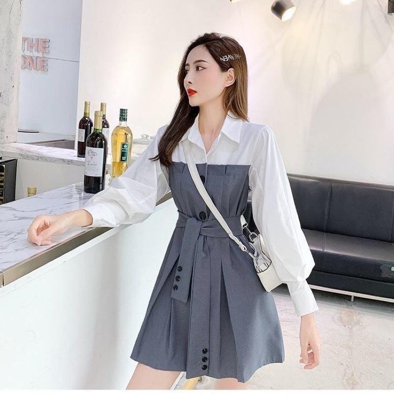 Váy kiểu sơmi thiết kế phong cách hàn quốc chất đẹp giá rẻ mã ZELE366