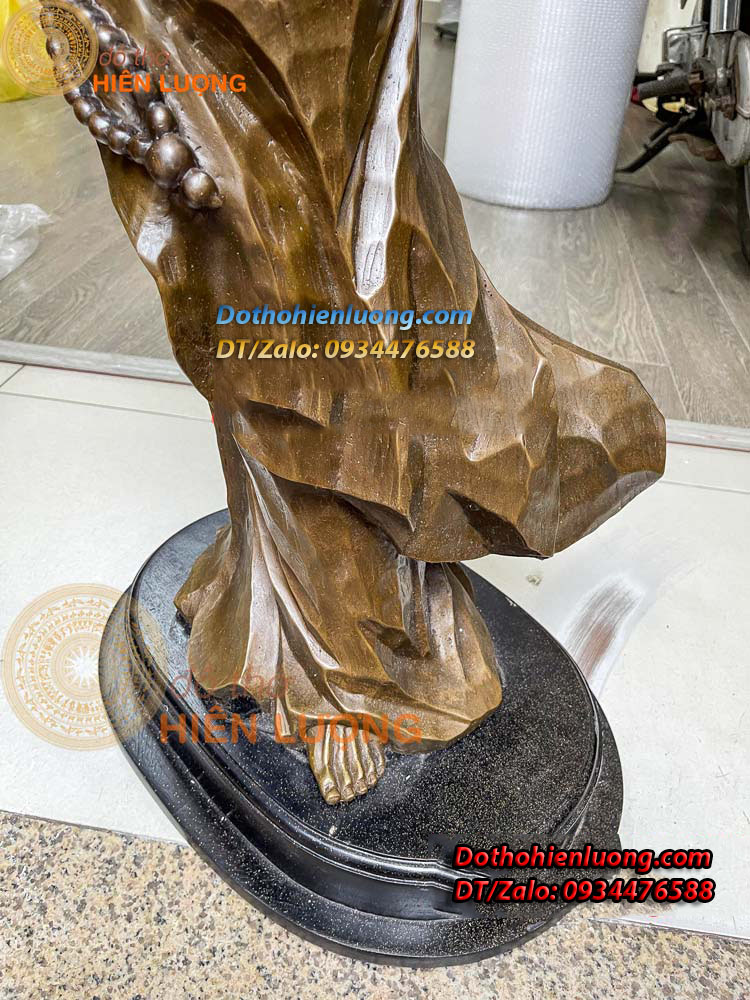 Tôn Tượng Đạt Ma Sư Tổ Bằng Đồng Hun Màu Giả Cổ Cao 80cm, Nặng 17kg Đẹp Tinh Xảo - Đồ Thờ Hiên Lượng