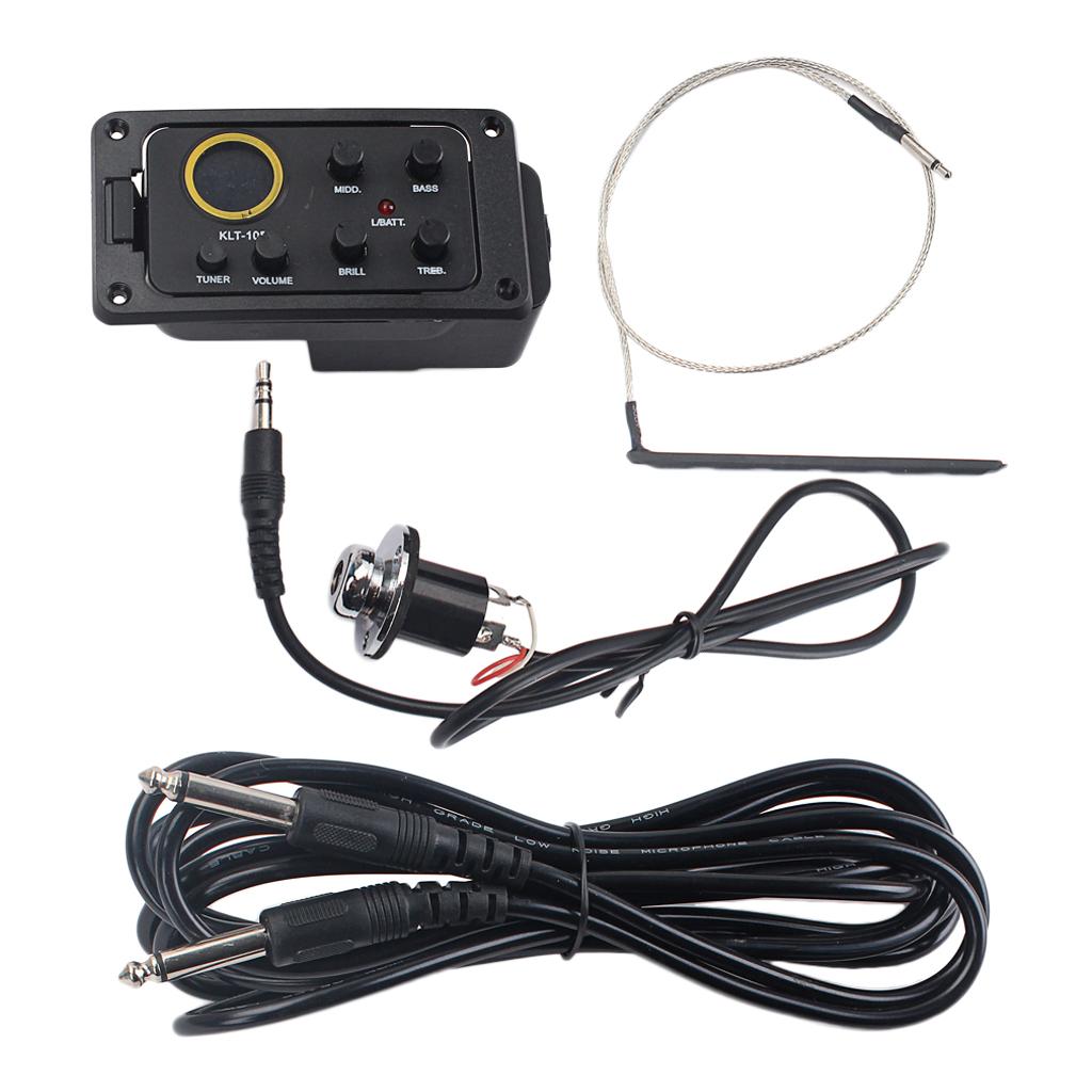 4-Band EQ Equalizer Acoustic Guitar Kits Preamp Piezo Pickup w/ Cable Screws
